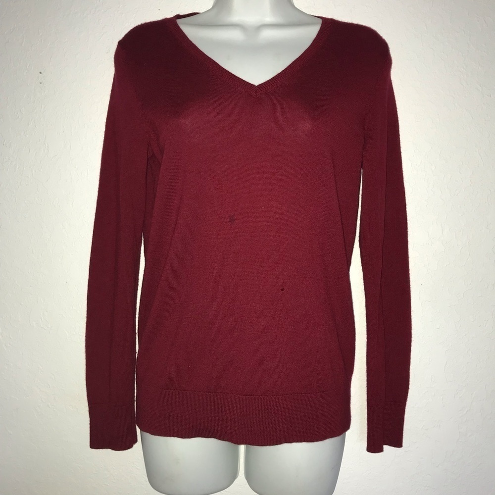 Talbots Merino Wool V Neck Long Sleeve Women Sweater S